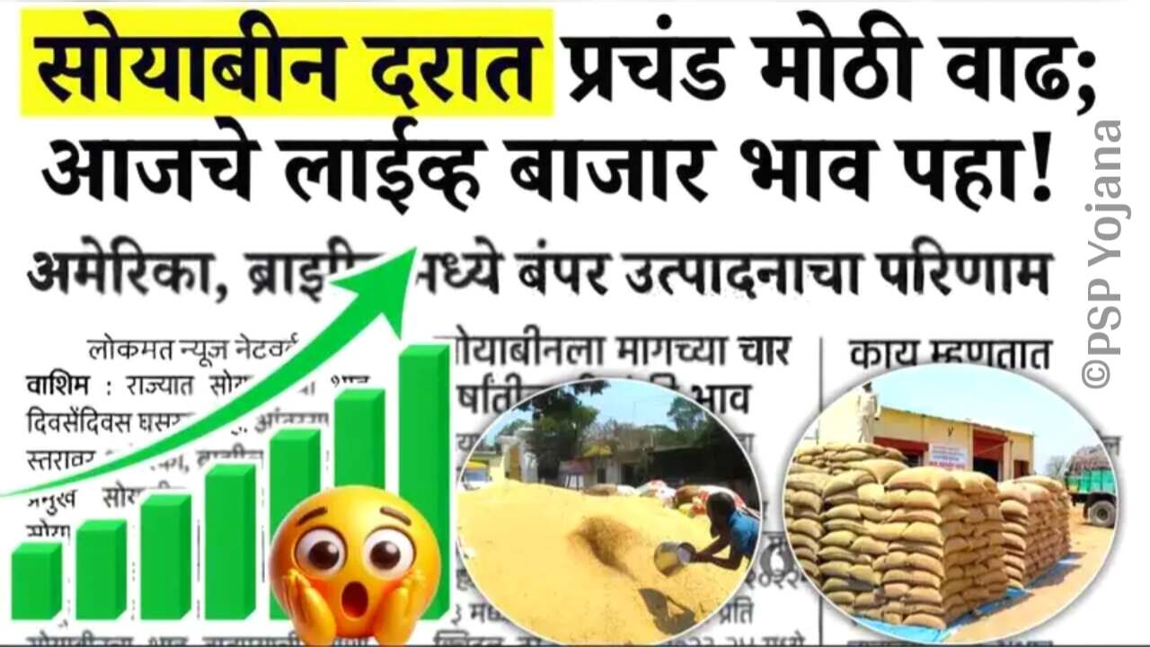 सोयाबीनच्या दरात मोठे बदल झाले; भाव 6000 रुपये जाणार? आजचे नवीन दर यादी पहा Soyabean Price Today
