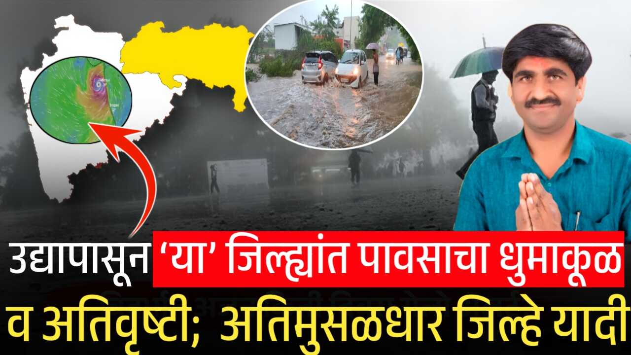 शेतकऱ्यांनो, उद्यापासून ‘या’ जिल्ह्यांत पावसाचा 'धुमाकूळ' सुरू; अतिमुसळधार जिल्ह्यांची यादी पहा Panjabrao Dakh Hawaman Andaj