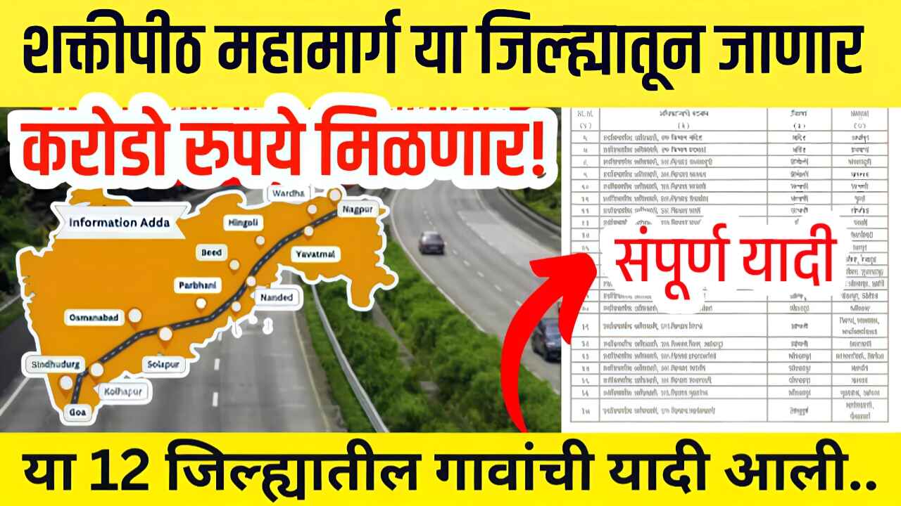 शक्तीपीठ महामार्ग ‘या’ 371 गावातून जाणार; गावांची यादी जाहीर पहा, करोडो रुपये मिळणार Shaktipeeth Mahamarg Village List